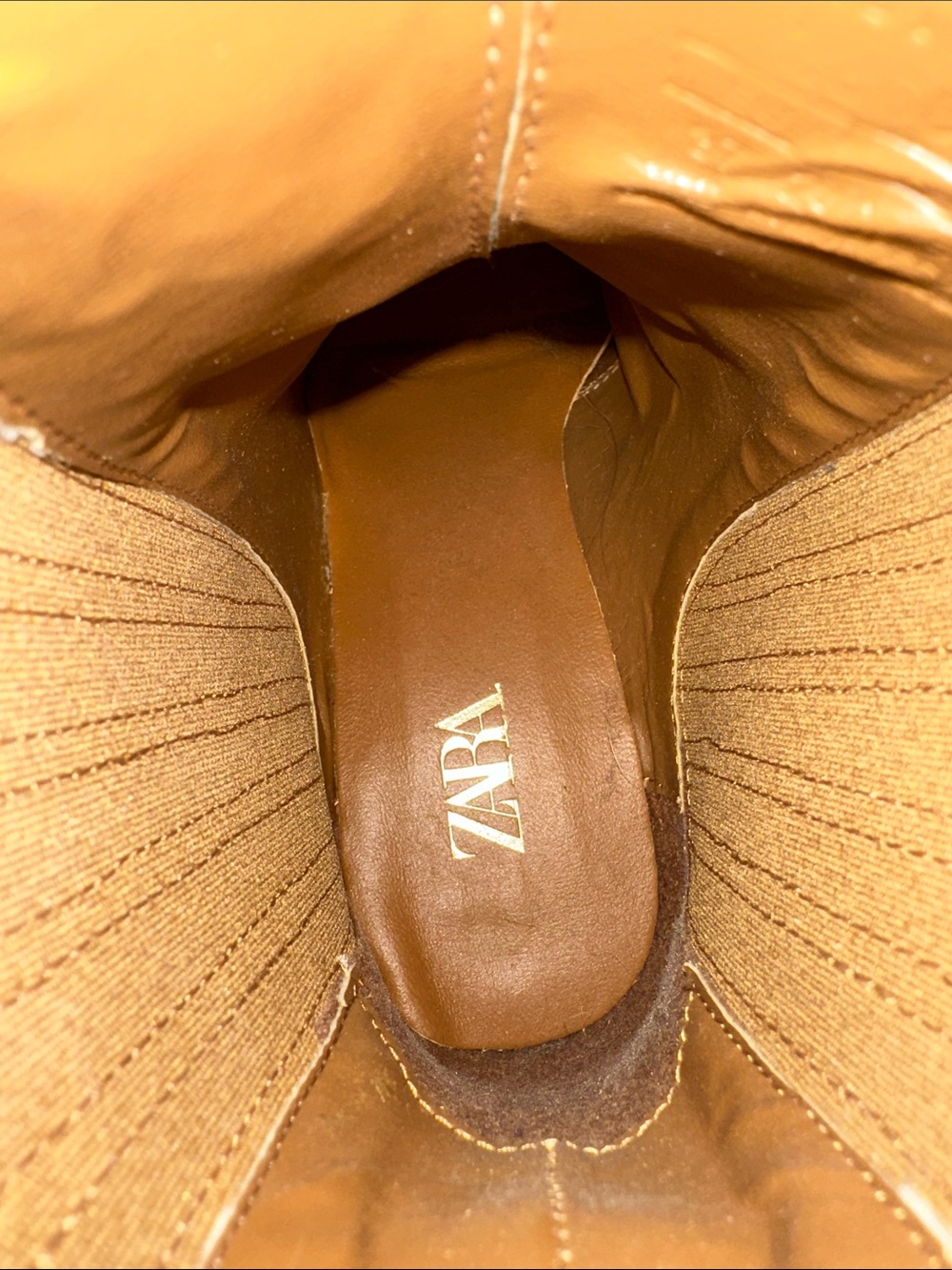 NWT Zara Suede Leather Chelsea Western Boots Camel Tan EU 37 US 6.5 - Picture 12 of 12